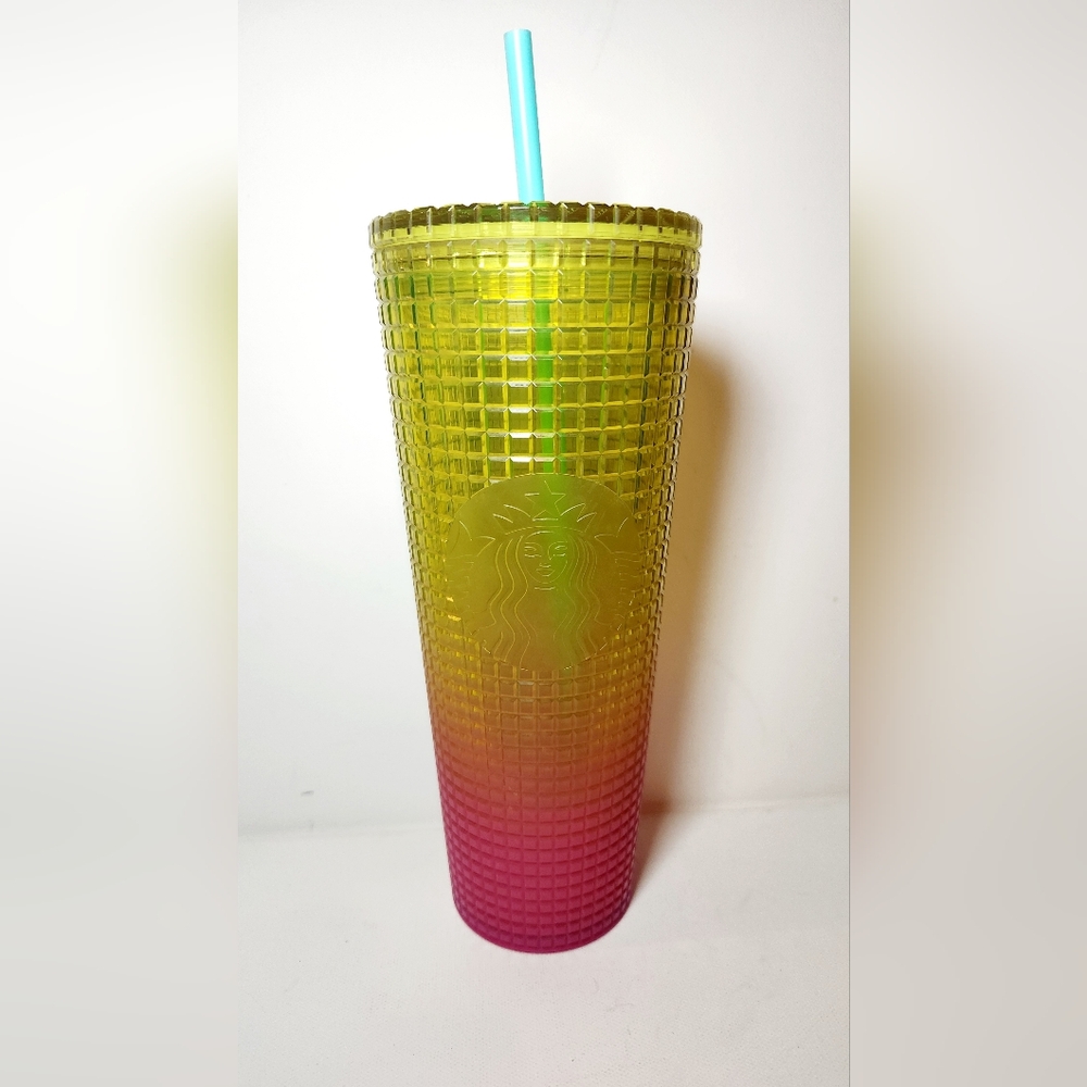 Starbucks tumbler yellow pink ombre